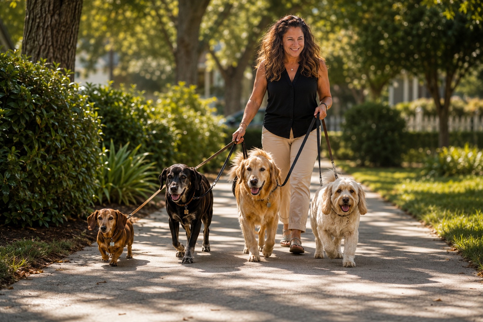 Golden Care Concierge walking dogs outdoors
